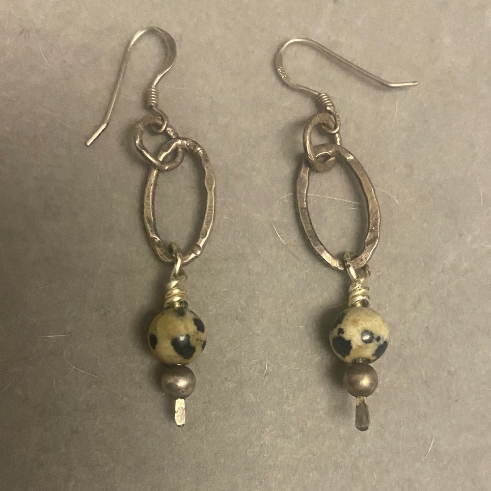 Elegant Sterling  and Cream Dangle Earrings